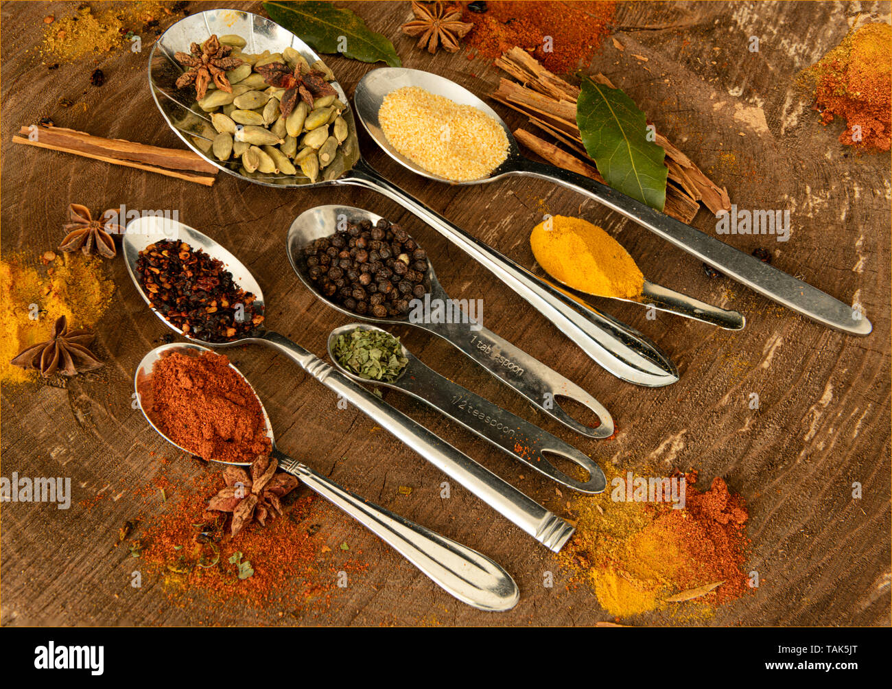authentic indian ingredients curry,low key spices, Stock Photo
