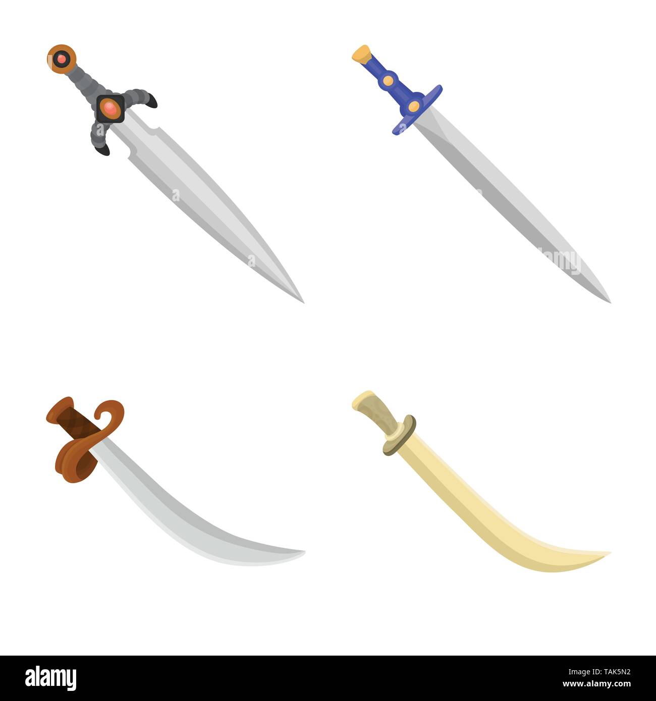 Vector illustration of sword and dagger symbol. Set of sword and weapon ...