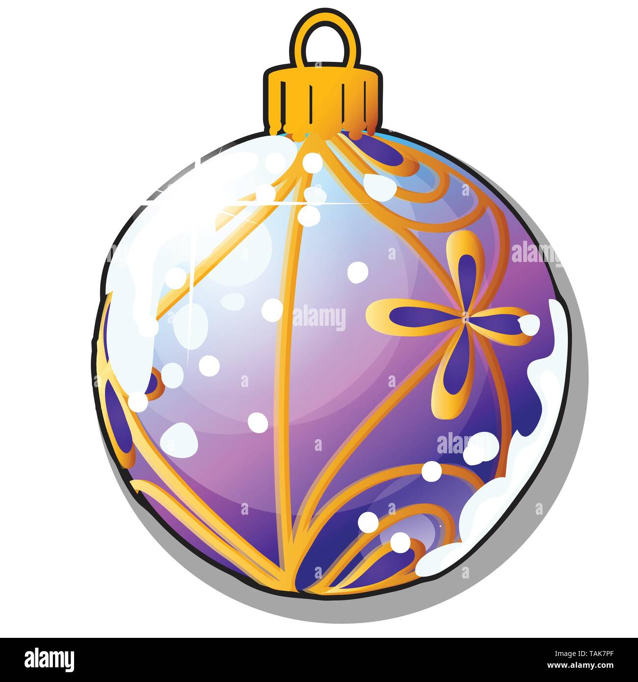 Christmas tree decoration form of ball isolated on white background. Colorful festive glass baubles. Sample of poster, party holiday invitation Stock Vector