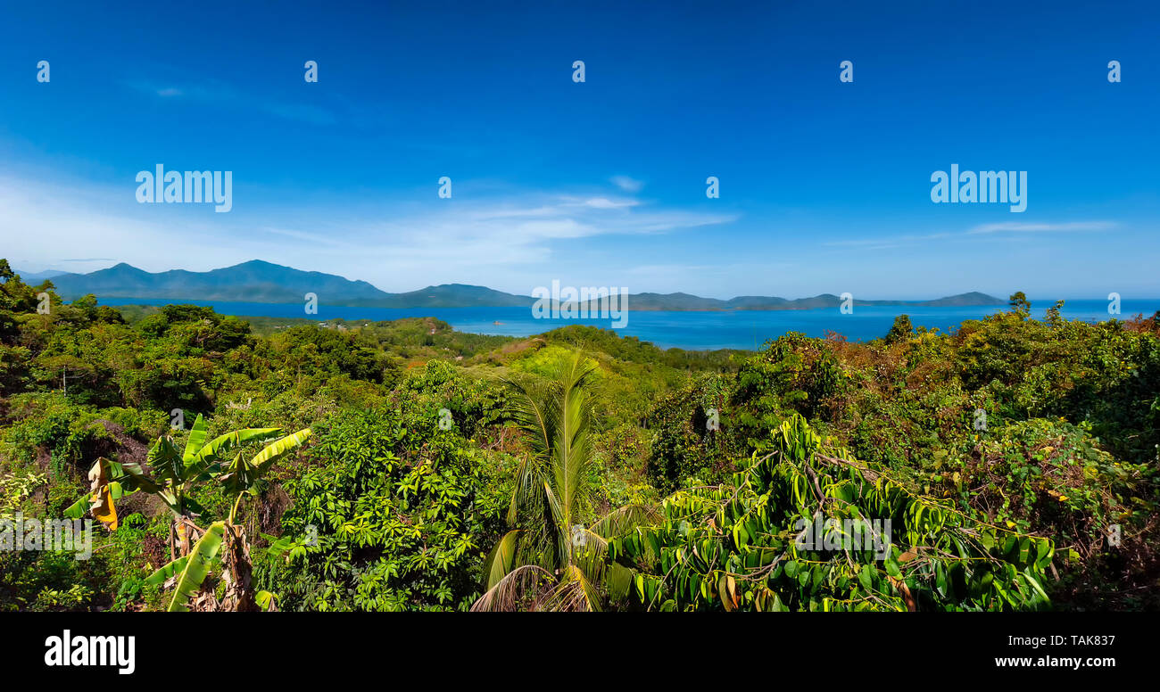 A panoramic view over the hills and jungle in Palawan, Philippines
