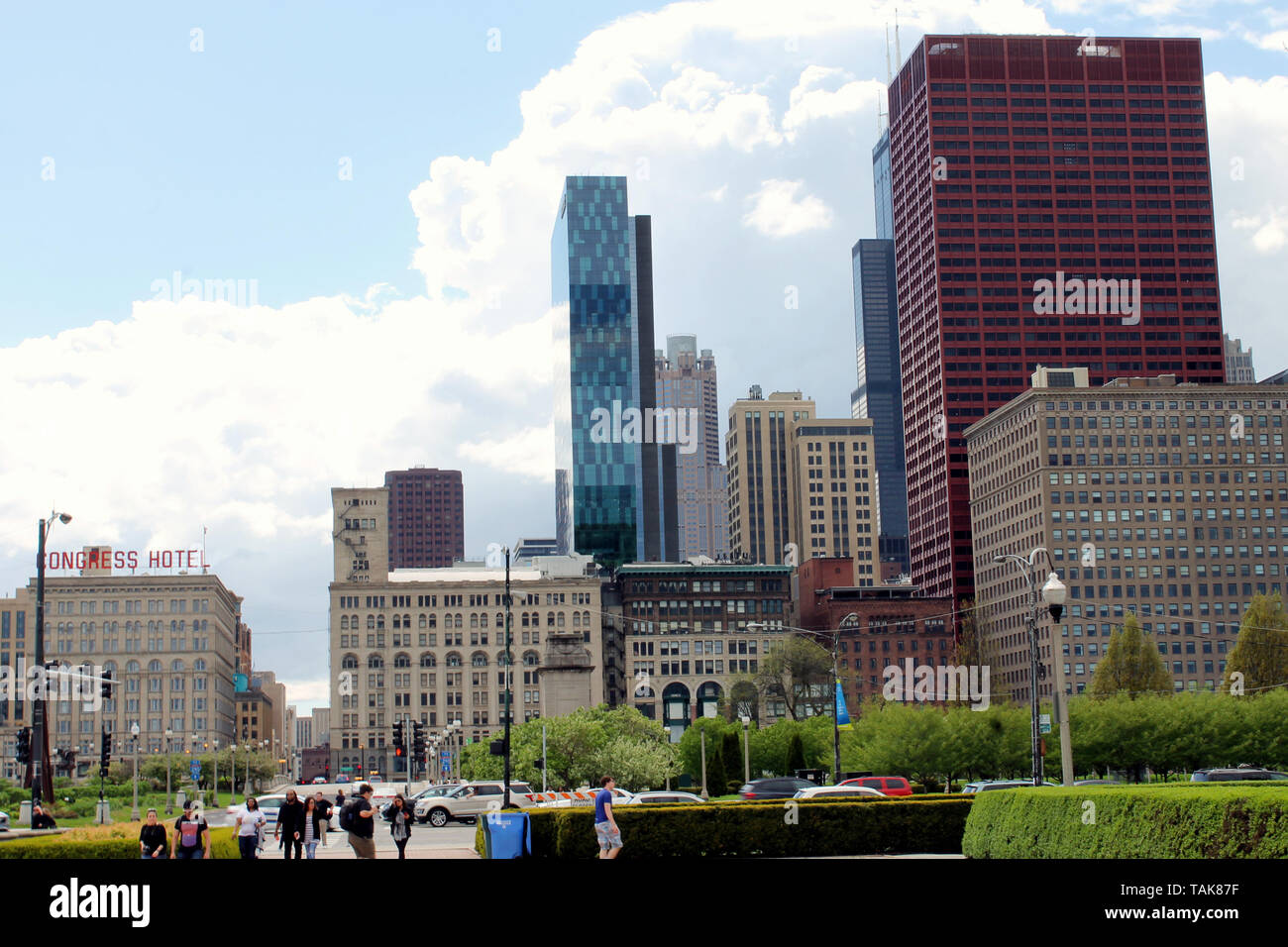 Chicago skyline from Grant Park Stock Photo - Alamy