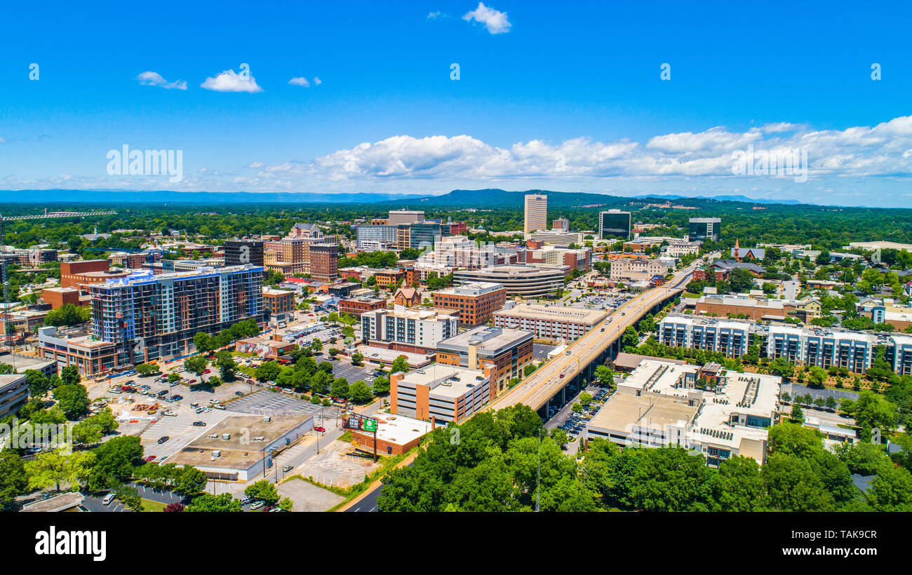Downtown Greenville SC Aerial from Church Street Stock Photo Alamy