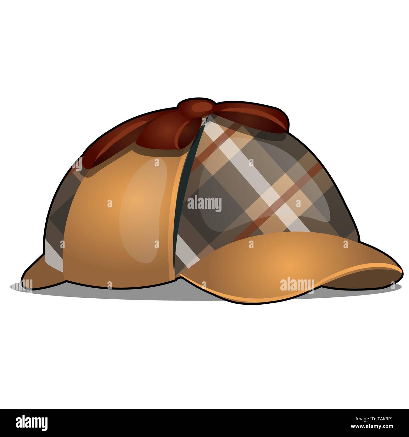 Hat detective isolated on white background. Vector cartoon illustration close-up. Stock Vector