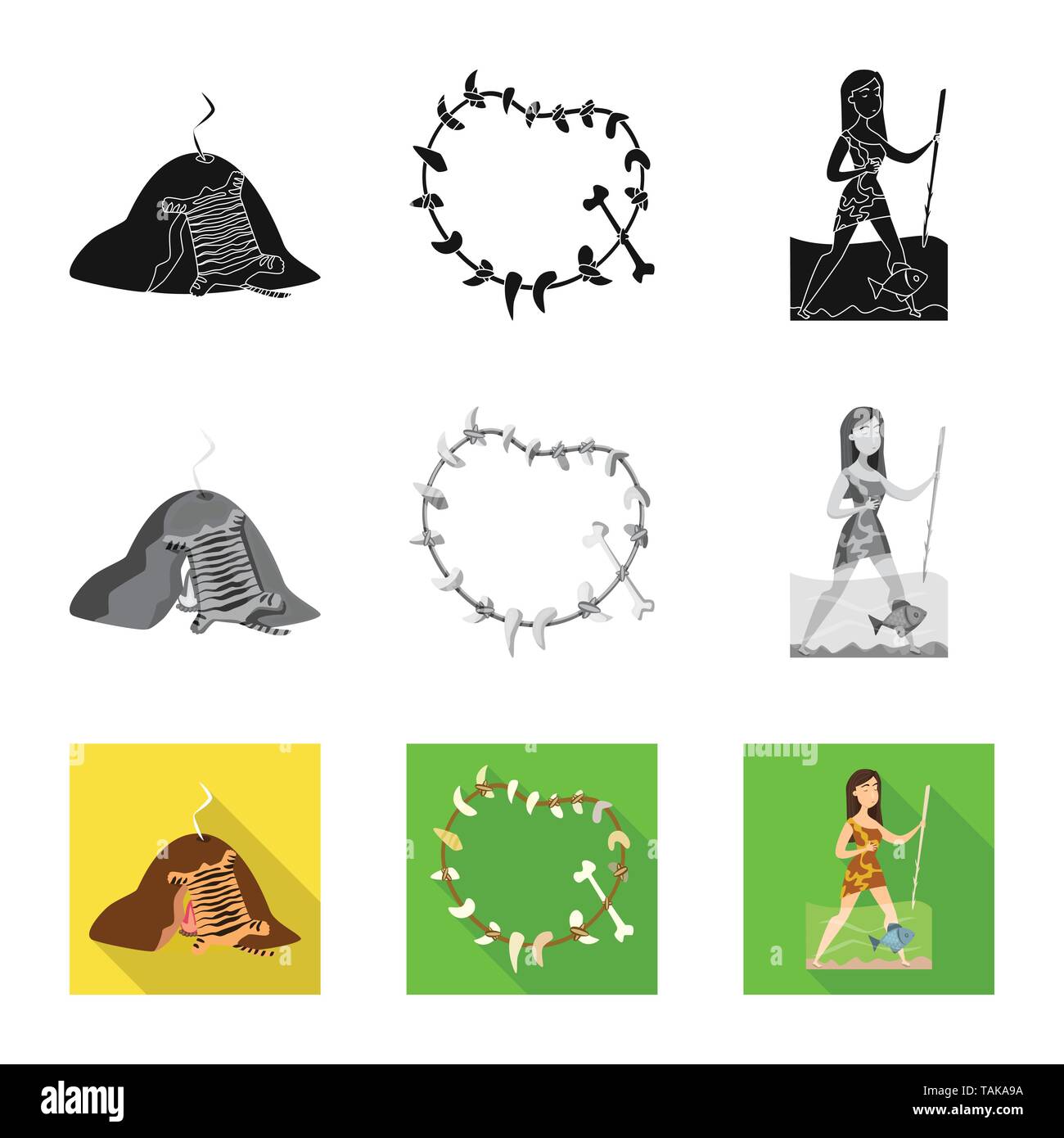 Isolated object of evolution and prehistory icon. Collection of ...