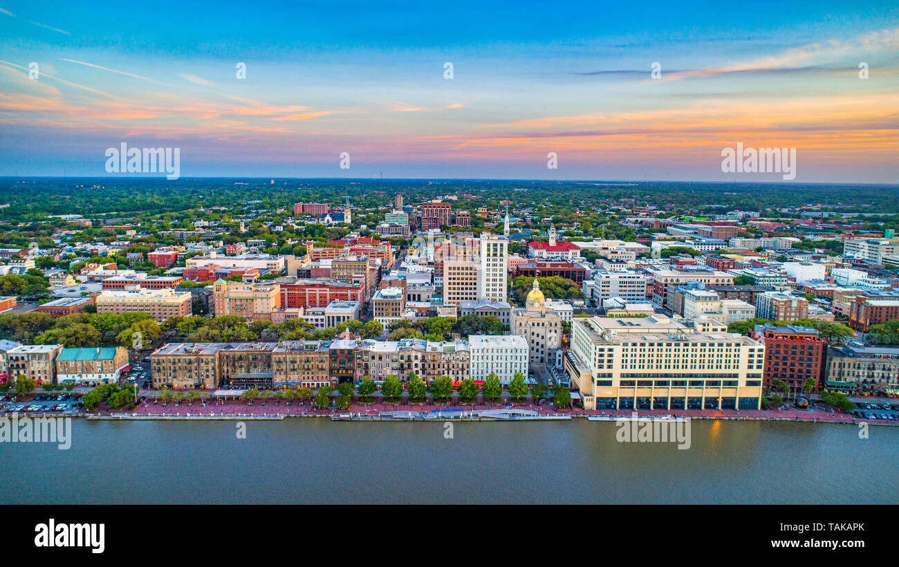 Downtown Savannah Georgia Skyline Aerial Stock Photo - Alamy