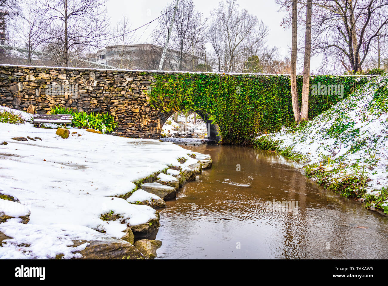 Falls Park and Reedy River in Greenville, SC, USA. Stock Photo