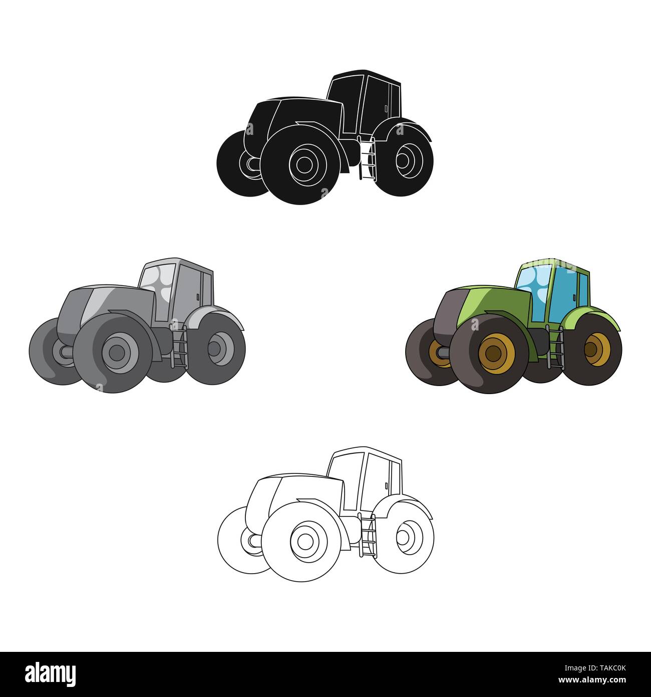 Combine harvesting .Green tractor with large wheels. Agricultural