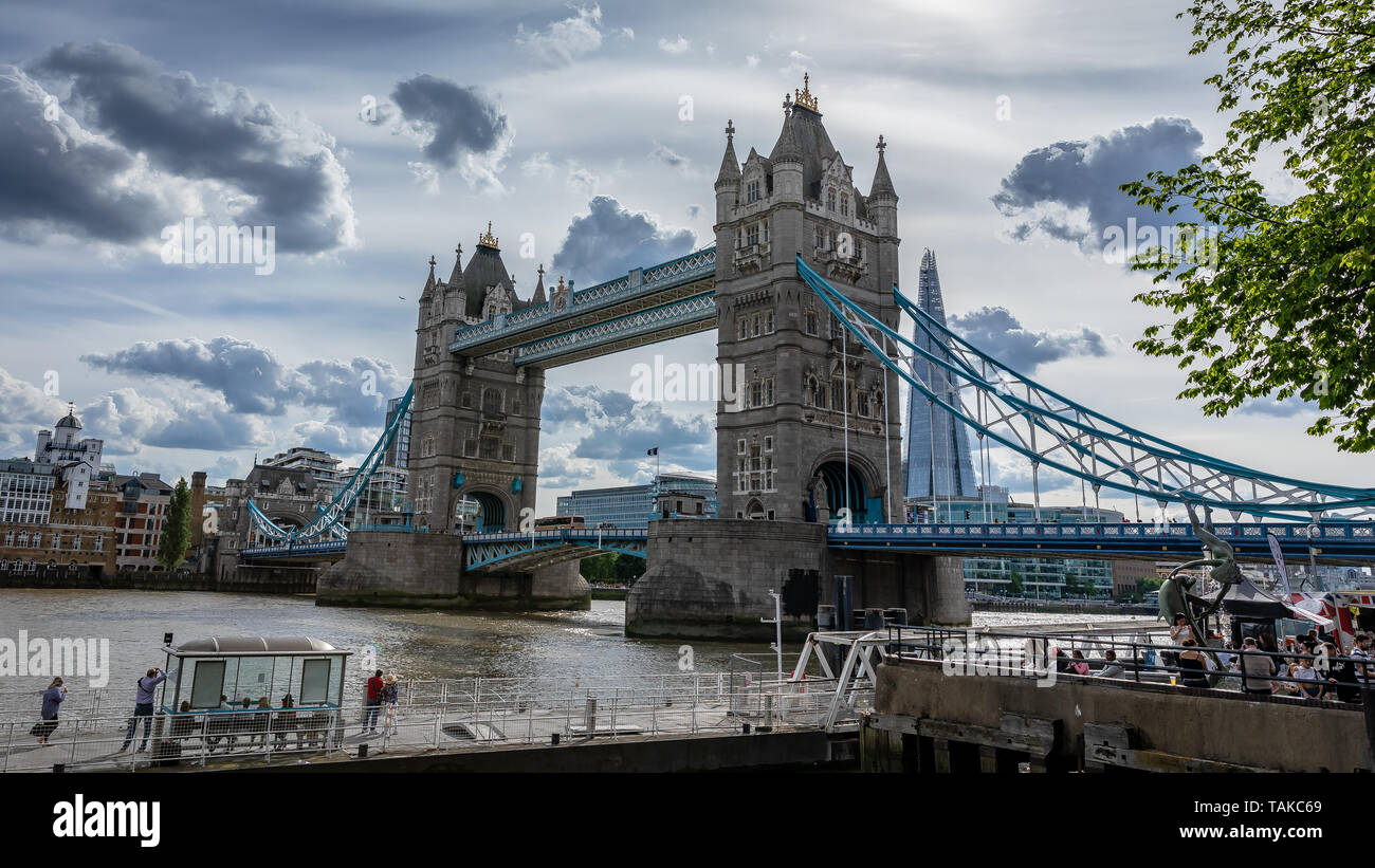 Tower Bridge City of London suspension bridge with bascules Stock Photo