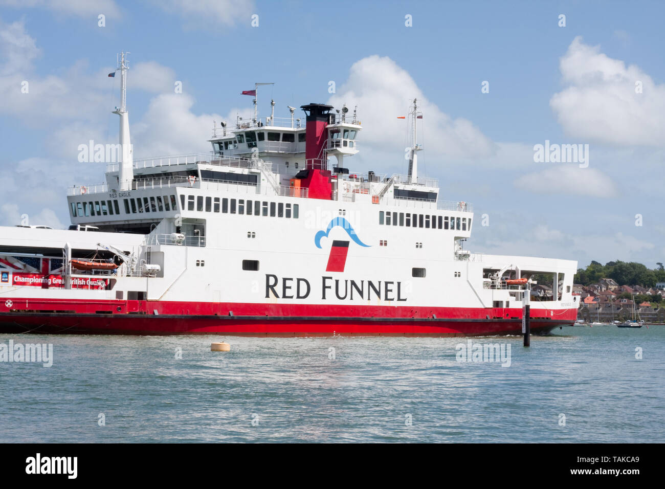 Red Funnel ferry approaching the harbour at Cowes, Isle of Wight Stock