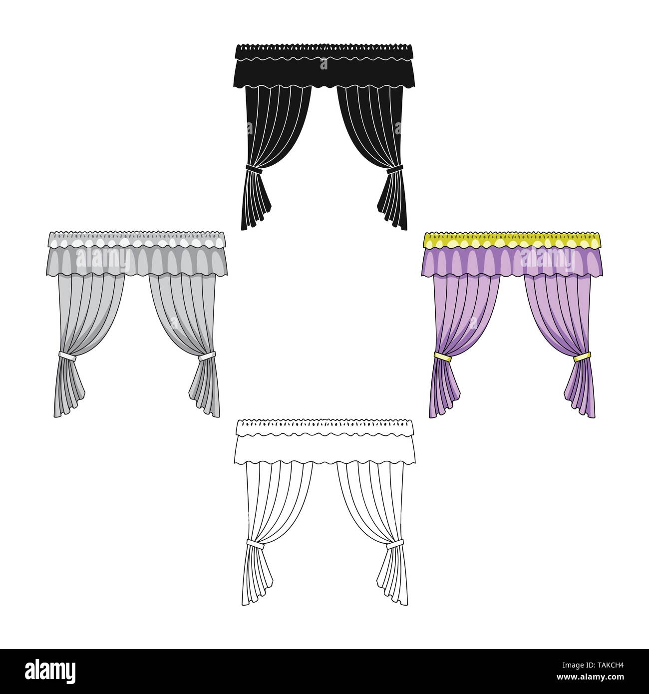 Curtains with drapery on the  single icon in cartoon,black  style vector symbol stock illustration Stock Vector Image & Art - Alamy