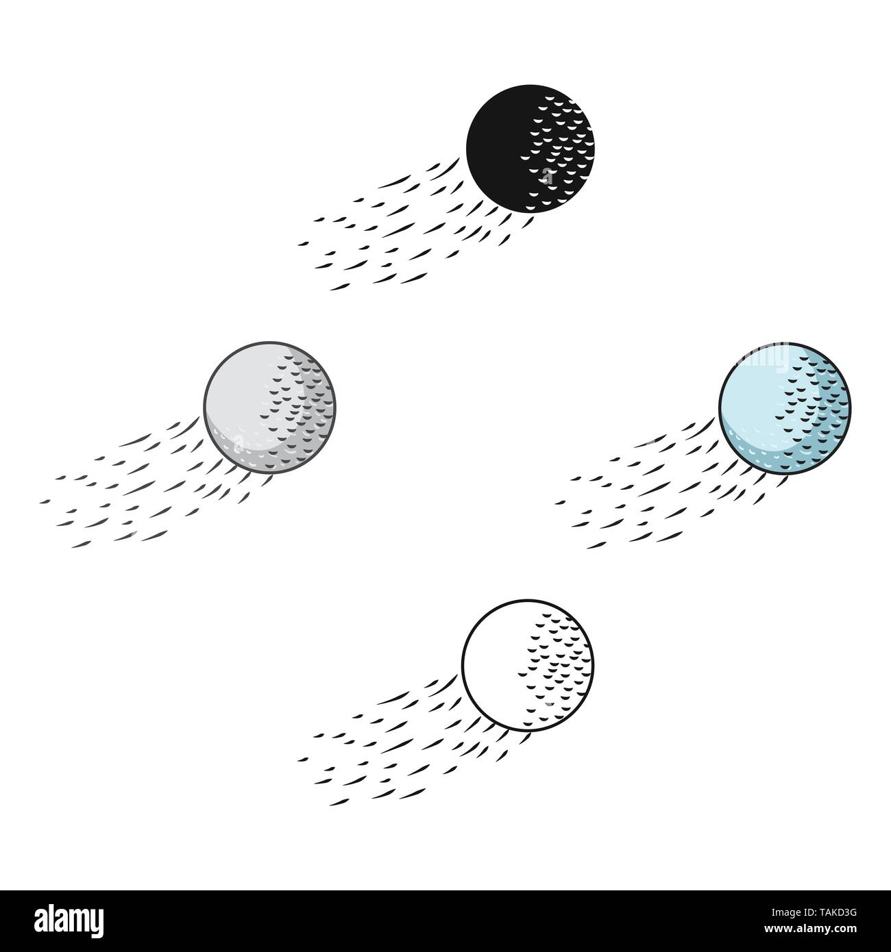 Flying golf ball icon in cartoon,black style isolated on white ...