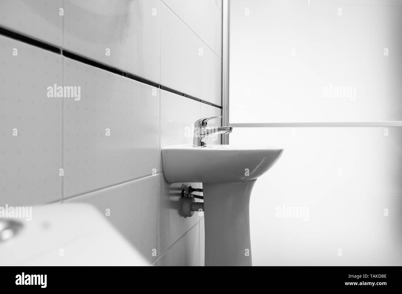 Elements of the bathroom interiormodern design, chrome details, parts