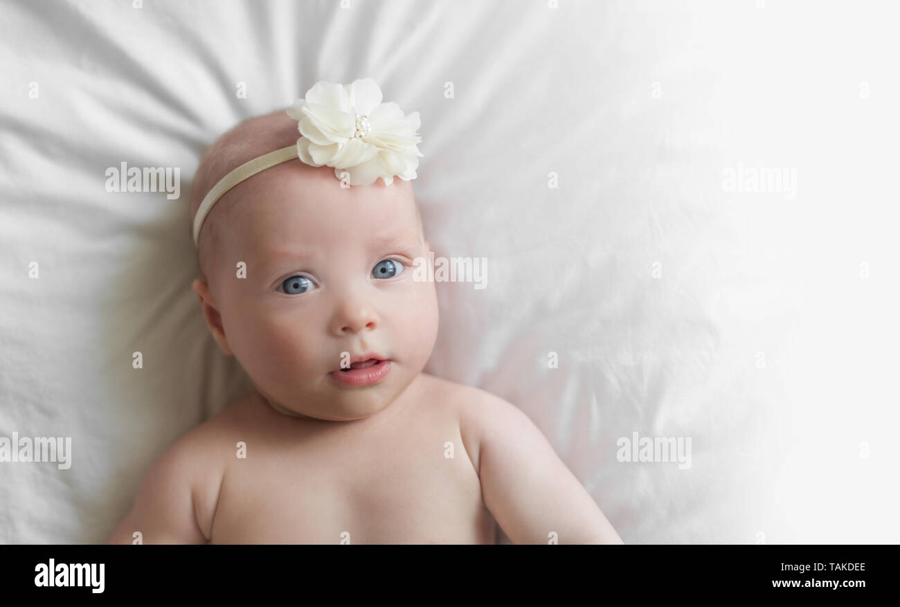 Beautiful newborn baby girl. Stock Photo