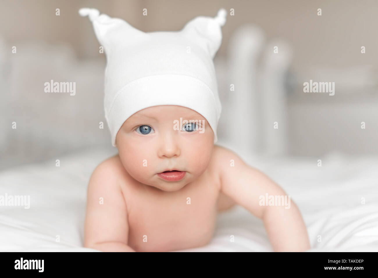 Beautiful newborn baby girl. Stock Photo