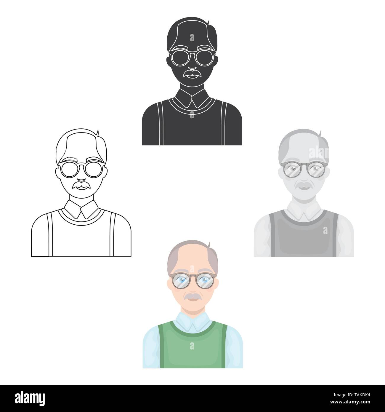 Old man.Old age single icon in cartoon,black style vector symbol stock ...