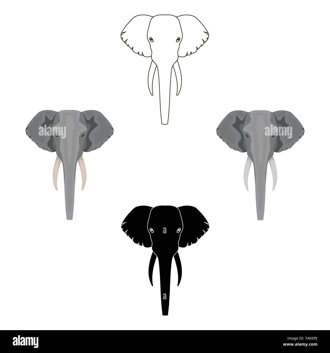 Elephant Icon In Cartoon Black Design Isolated On White Background