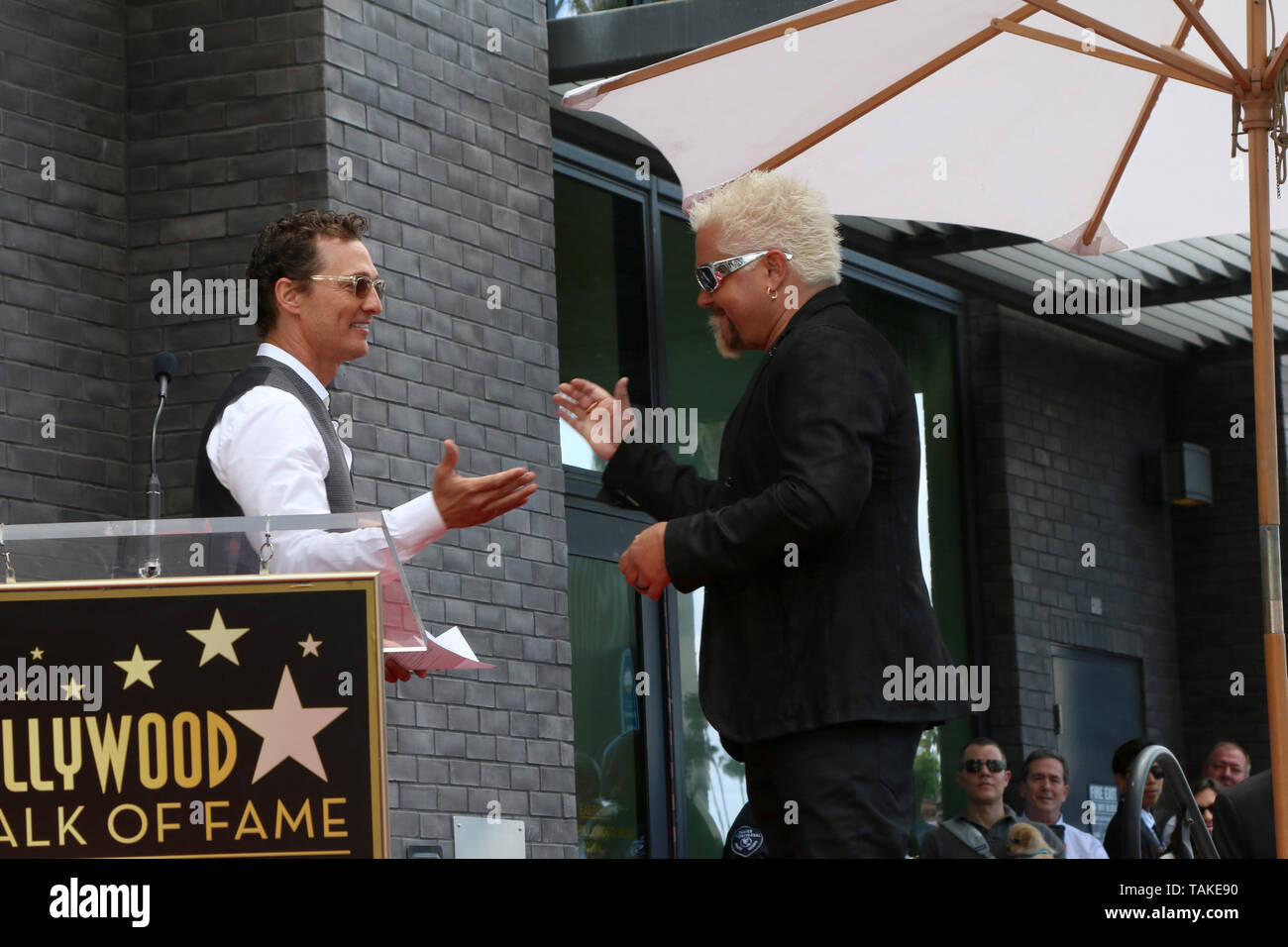 May 22, 2019 - Los Angeles, CA, USA - LOS ANGELES - MAY 22:  Matthew McConaughey, Chef Guy Fieri at the Guy Fieri Star Ceremony on the Hollywood Walk of Fame on May 22, 2019 in Los Angeles, CA (Credit Image: © Kay Blake/ZUMA Wire) Stock Photo