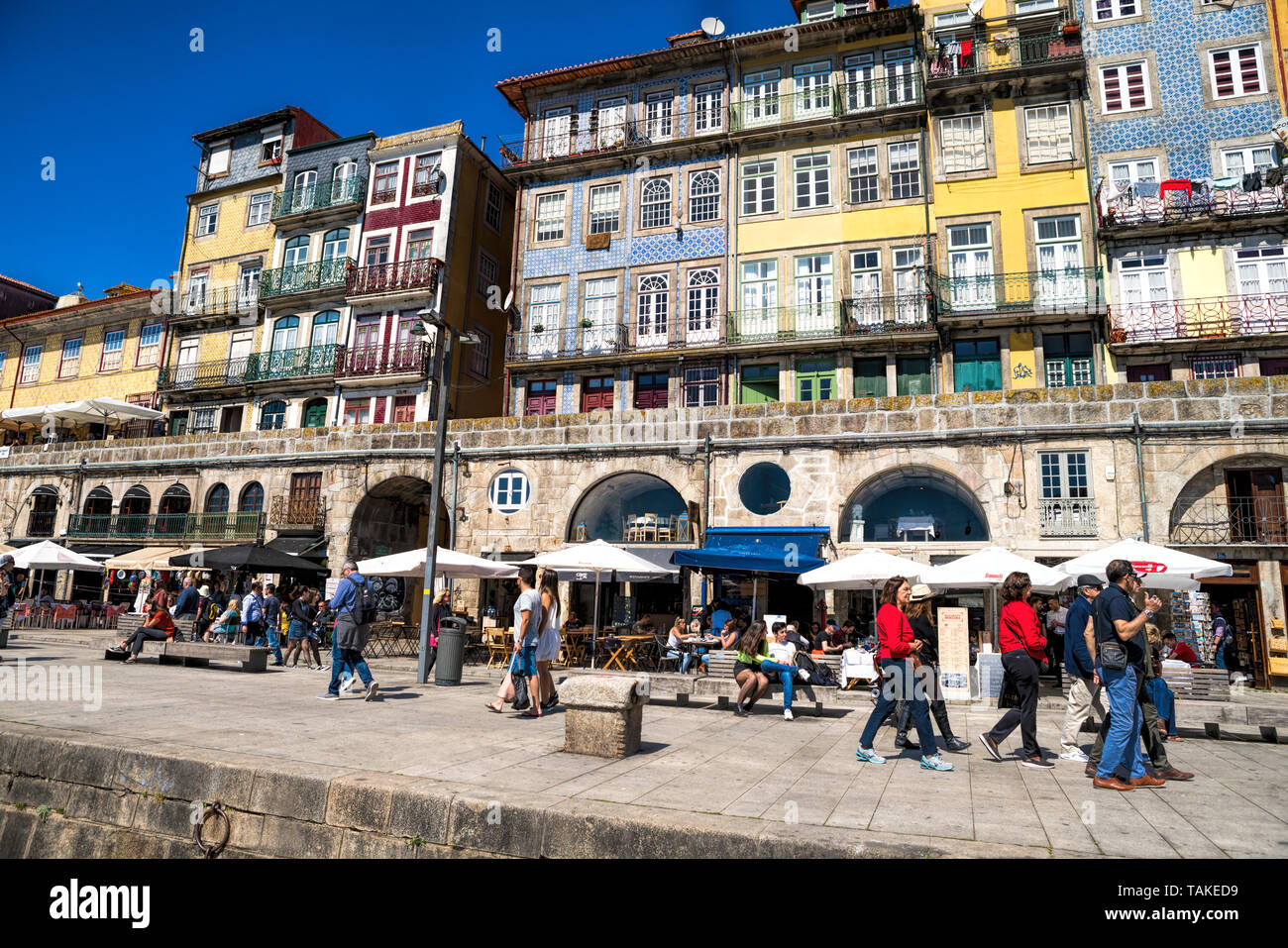 View of colorful traditional houses of Porto, Portugal, Iberian Peninsula, Europe Stock Photo