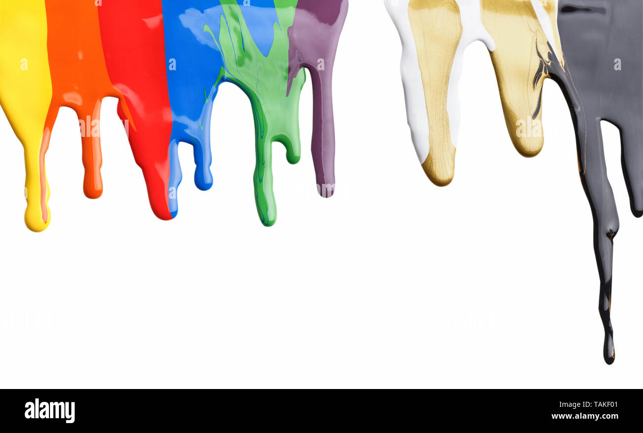Colored paint dripping Stock Photo
