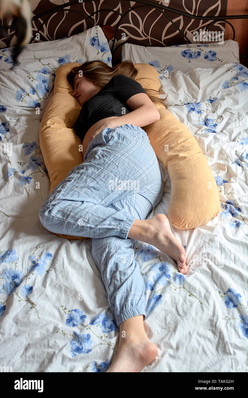 Young Pregnant Woman Pregnant Beautiful Woman Sleeps On Maternity