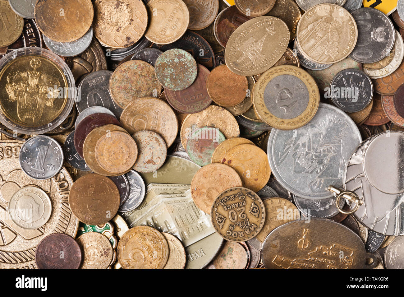 set of old coins isolated on white background Stock Photo