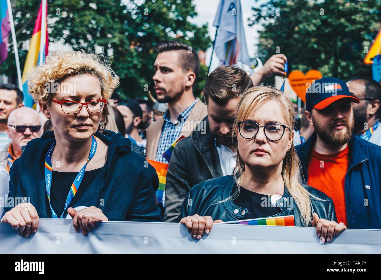 The 5th Tricity Equality March – Love can only combine, strolls through the streets on May 25, 2019 in Gdansk, Poland.   Magdalena Adamowicz, the wife Stock Photo