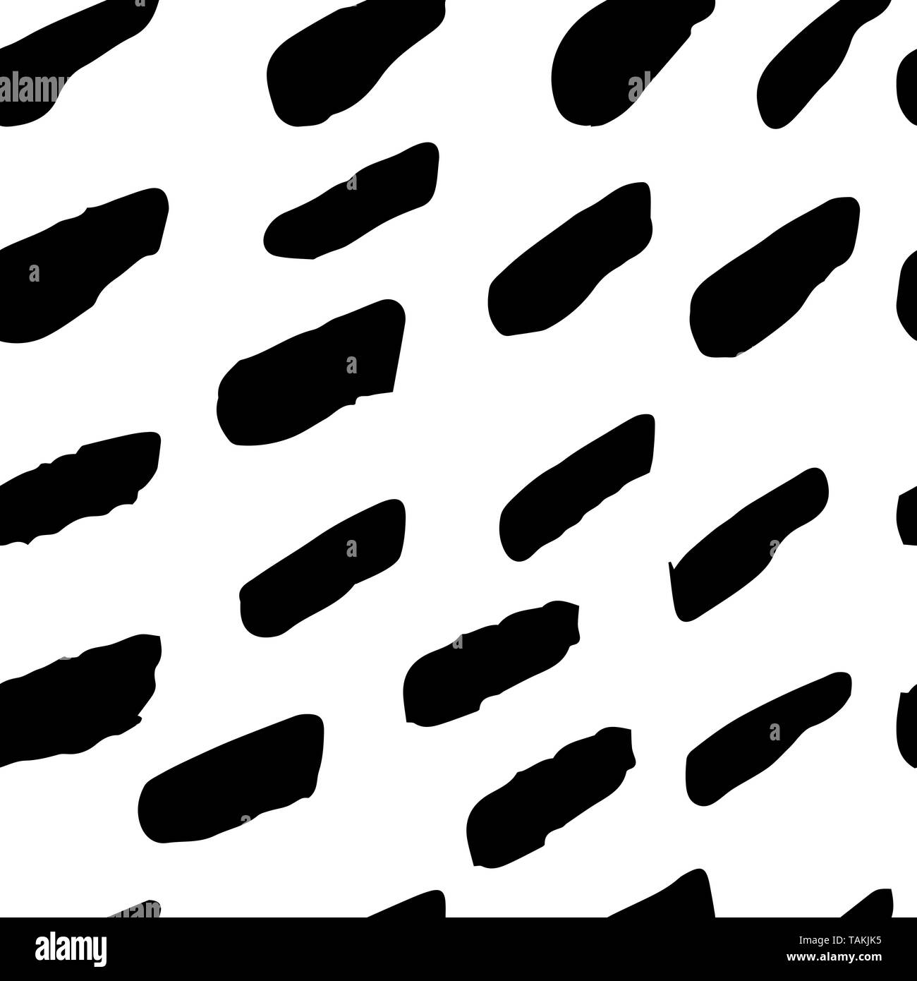 Vector seamless hand draw strips brush black and white pattern. Monochrome Scandinavian backgrounds of simple primitive with stroke for textile design Stock Vector