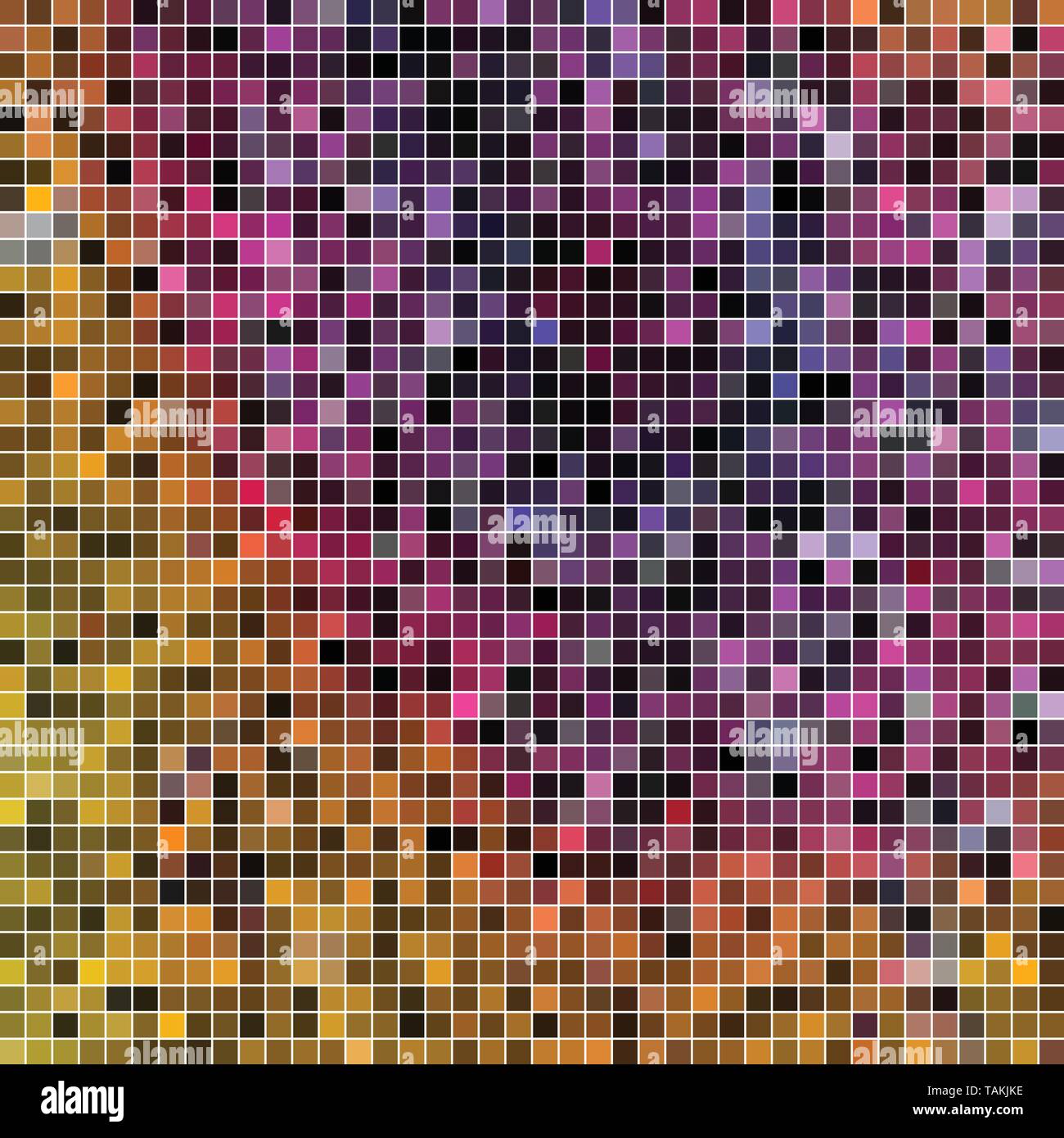 abstract vector square pixel mosaic background - yellow and violet ...