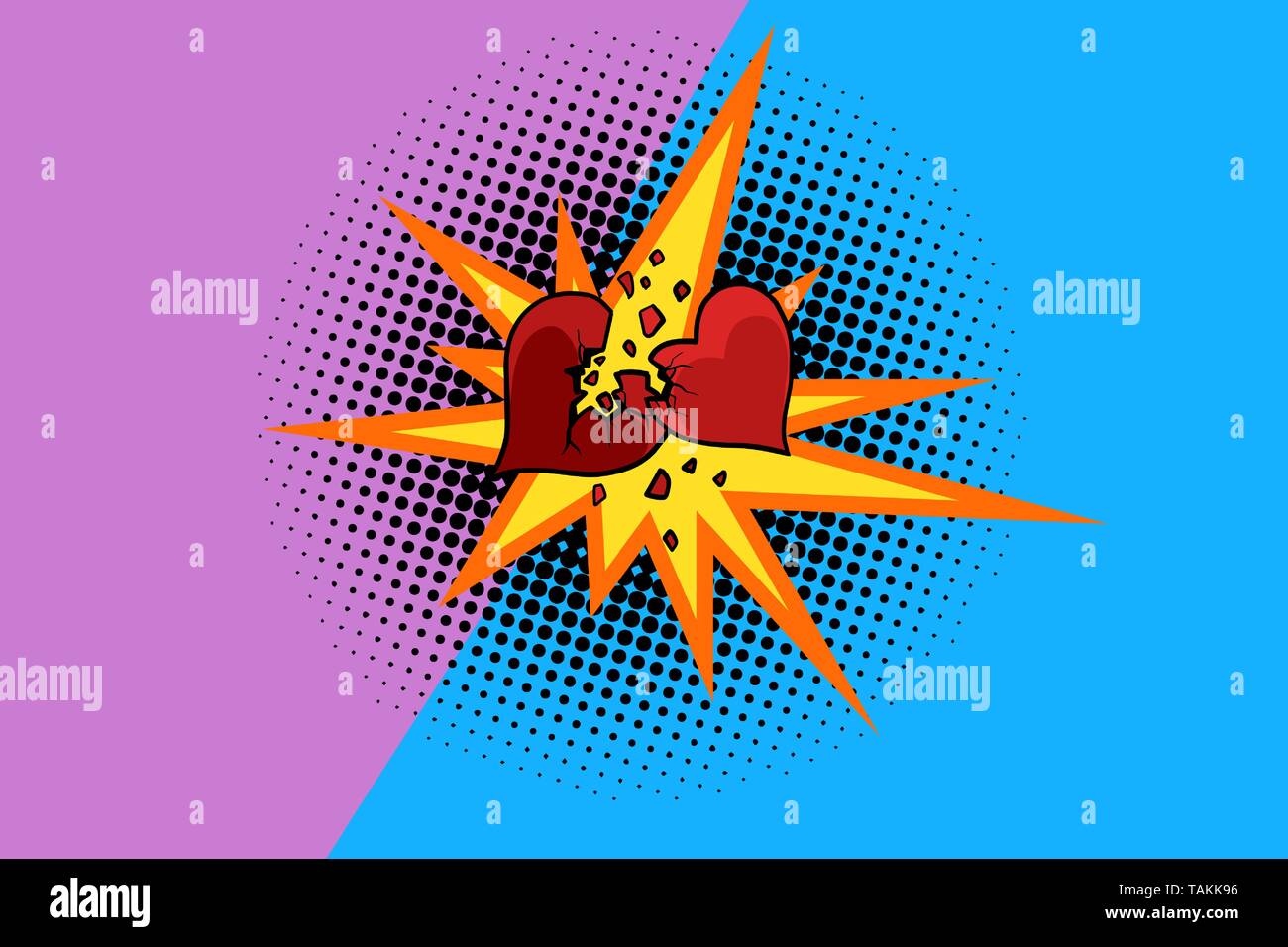 emotions the scandal. two broken hearts. Pop art retro vector ...