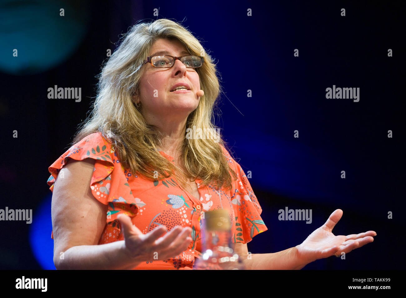 Naomi Wolf American feminist academic author writer and former political advisor speaking on stage at Hay Festival Hay-on-Wye Powys Wales UK Stock Photo