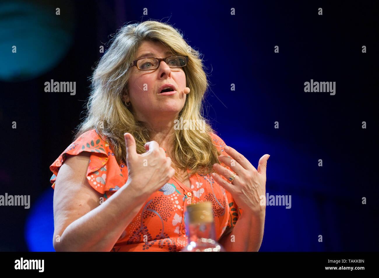 Naomi Wolf American feminist academic author writer and former political advisor speaking on stage at Hay Festival Hay-on-Wye Powys Wales UK Stock Photo