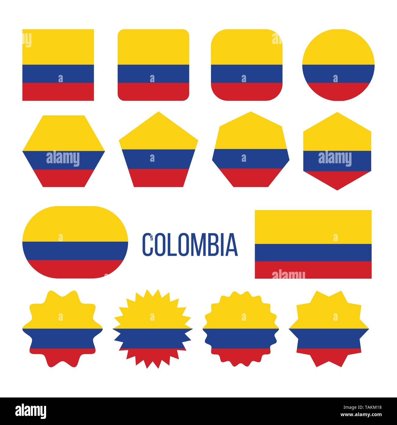 Colombia Flag Collection Figure Icons Set Vector Stock Vector