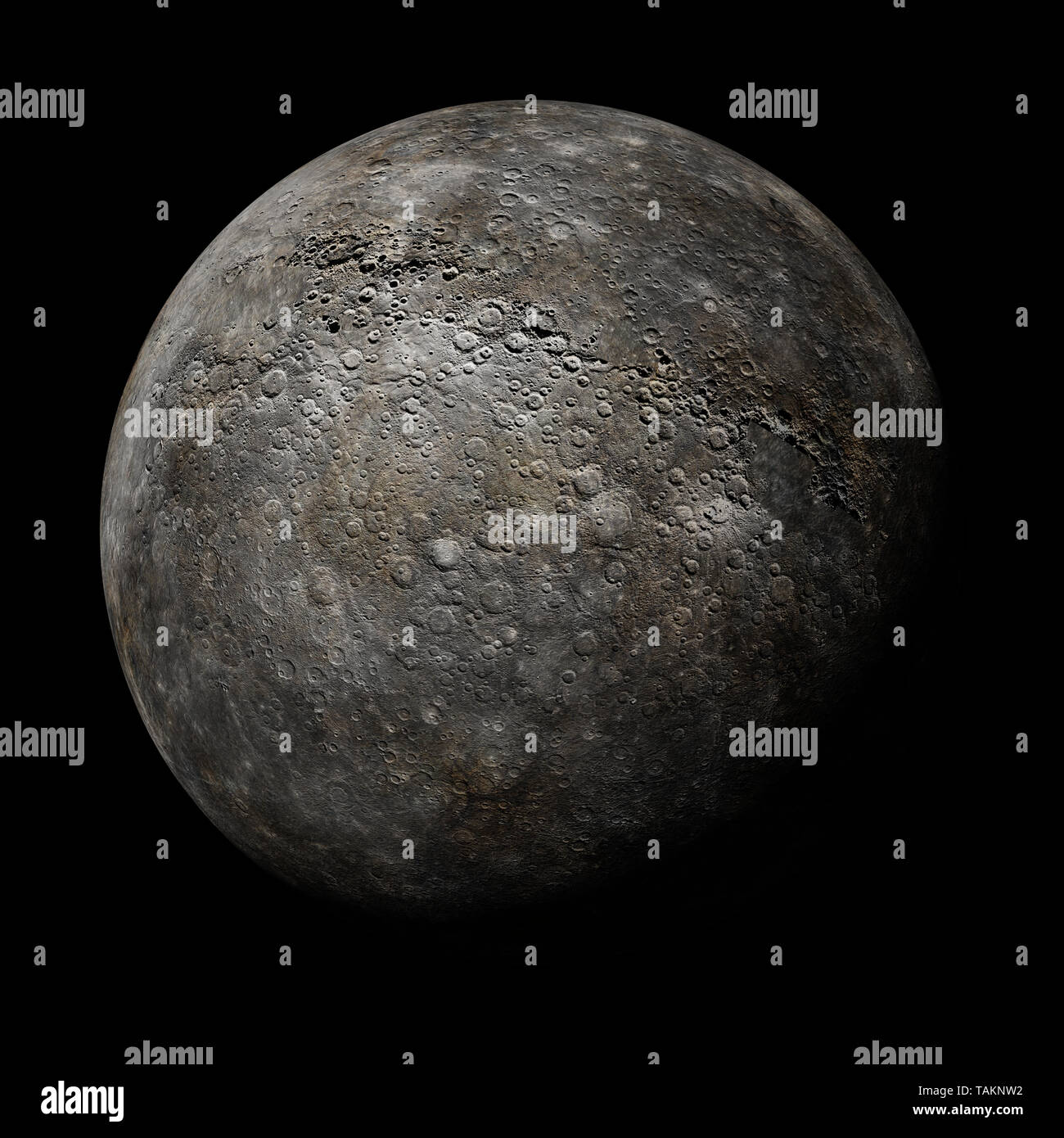 planet Mercury isolated on black background (3d rendering, elements of this image are furnished by NASA) Stock Photo