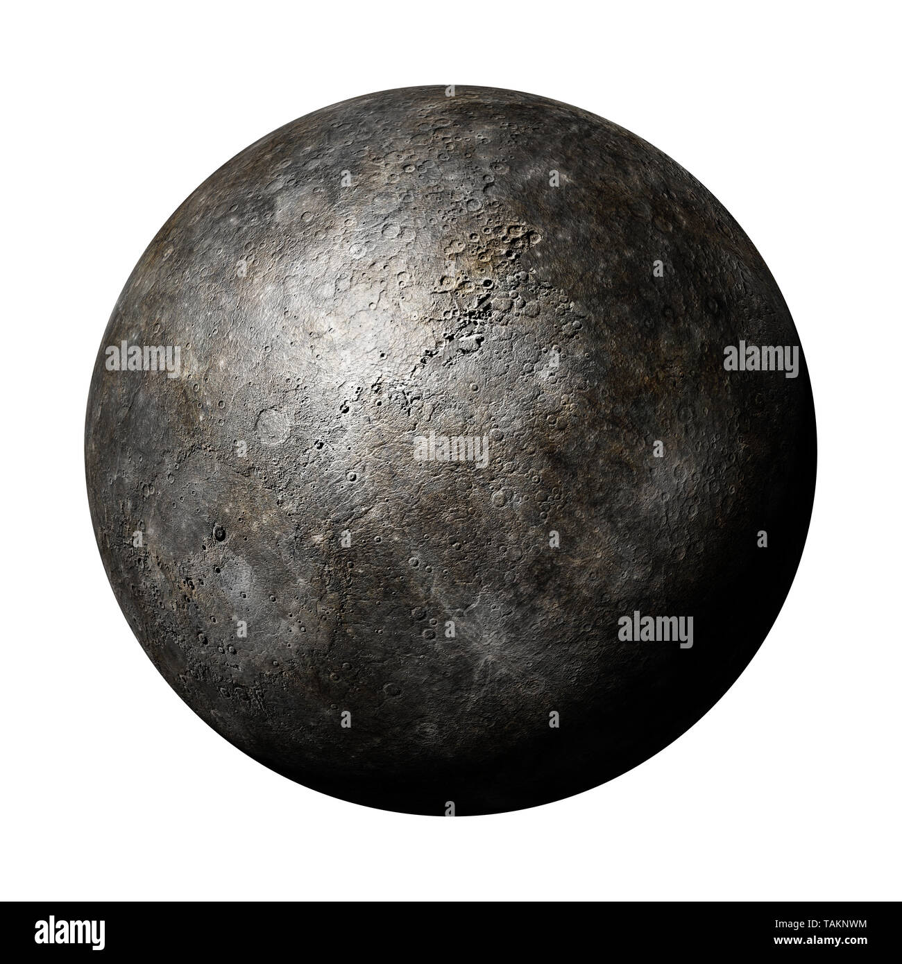 planet Mercury isolated on white background (3d space illustration, elements of this image are furnished by NASA) Stock Photo