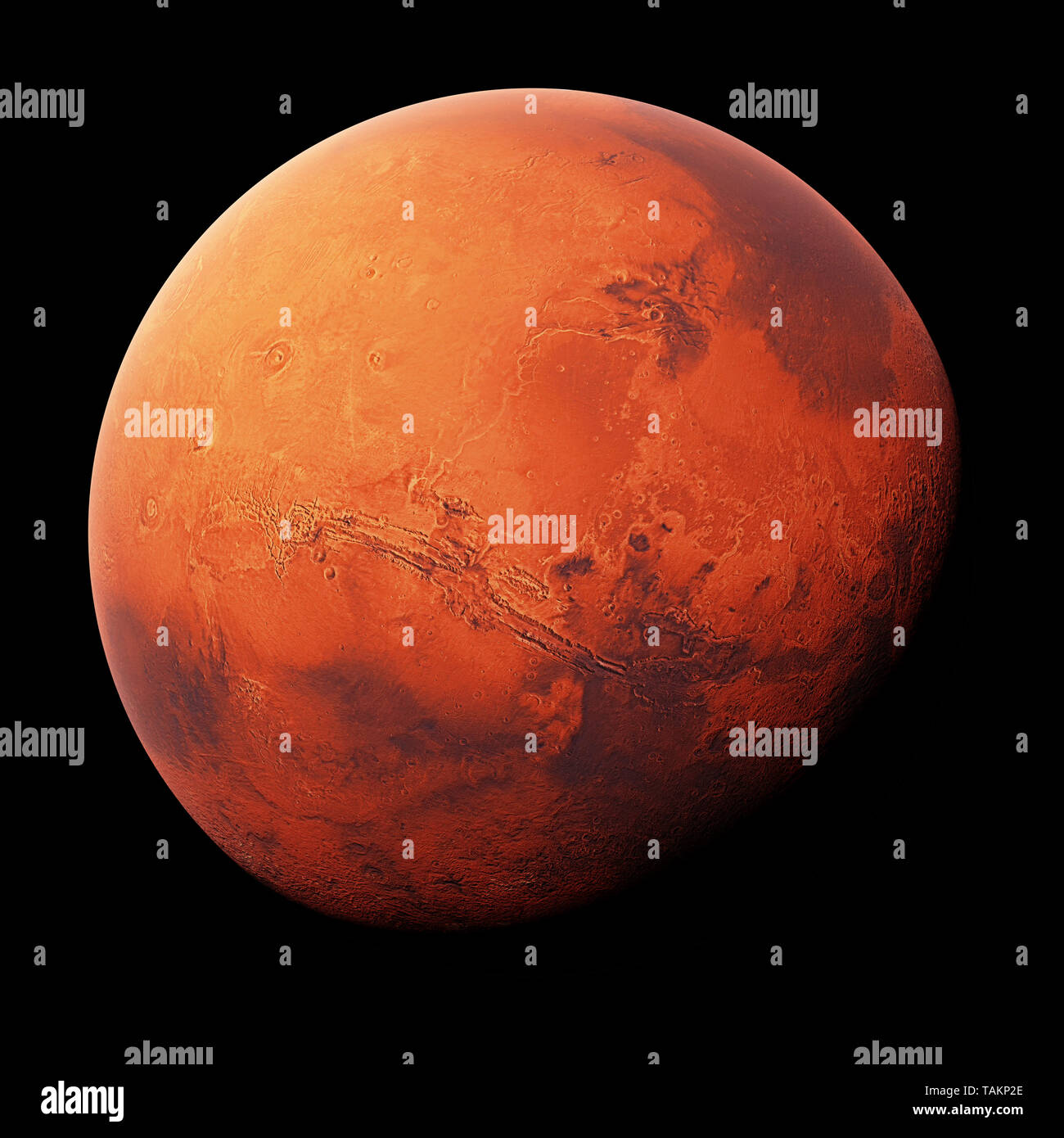 Mars, the red isolated on black background (3d render, elements of this image are