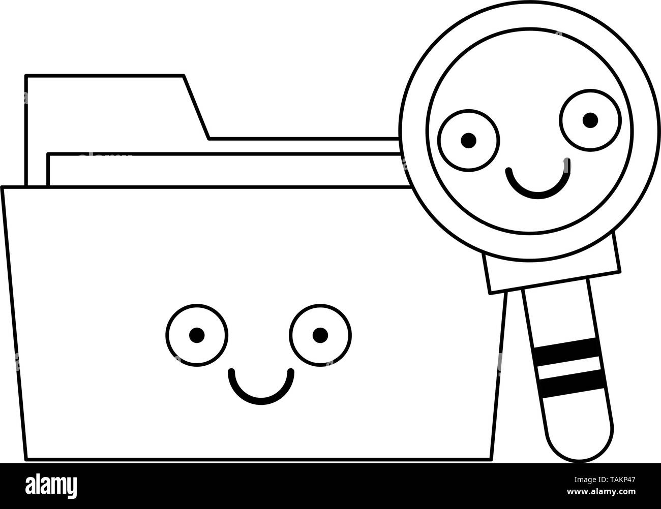 Folder and magnifying glass in black and white Stock Vector Image & Art ...
