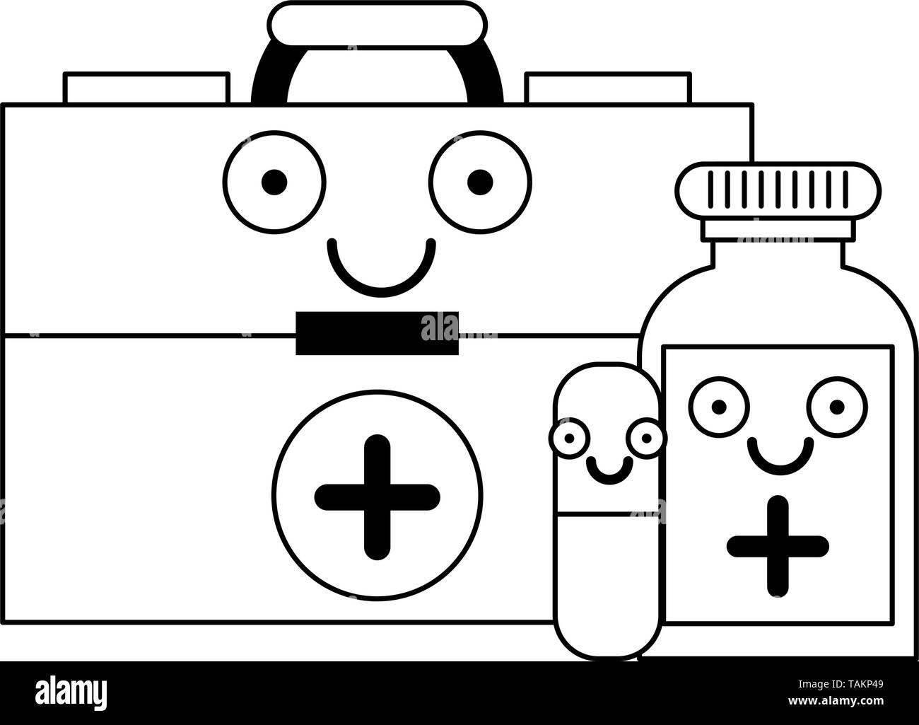 Medical healthcare cartoons in black and white Stock Vector Image & Art ...