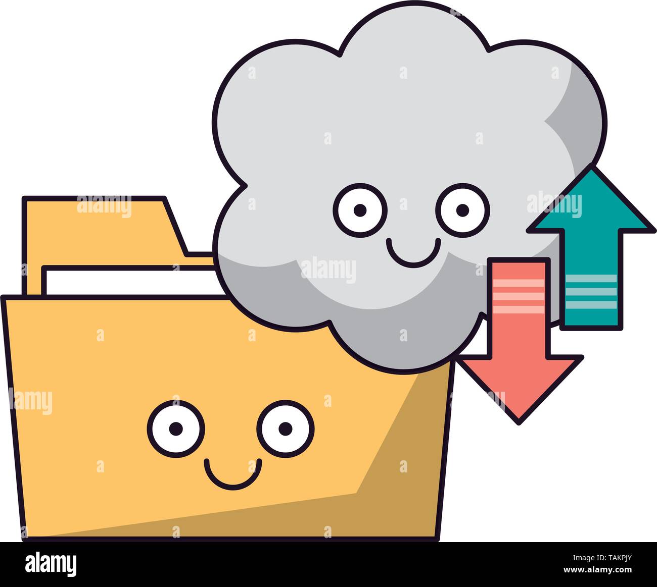 Cloud computing and digital folder vector illustration Stock Vector ...