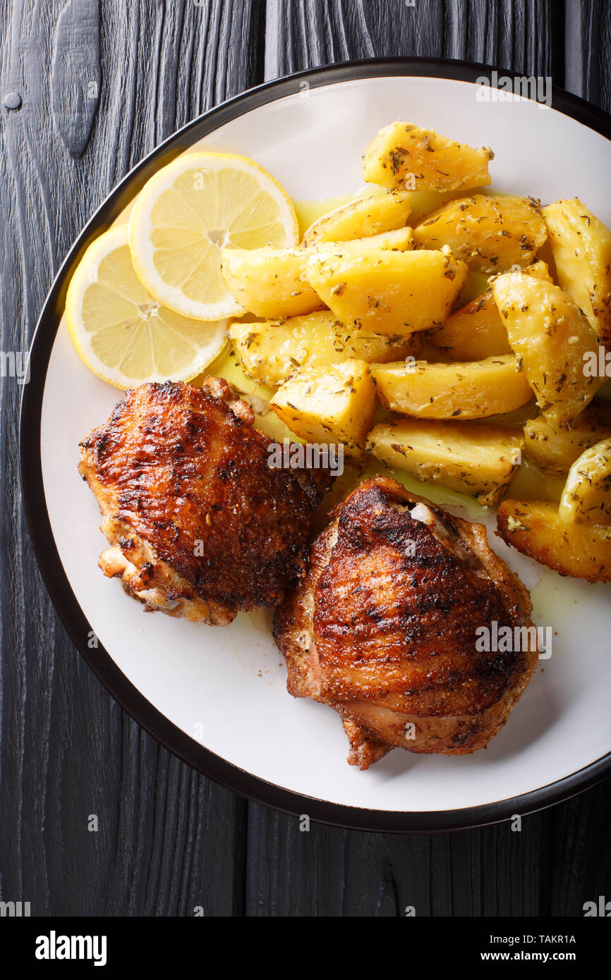 Traditional Greek Lemon Garlic Roasted Potatoes (Patates fournou) with