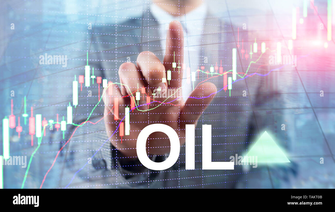 Oil trend up. Crude oil price stock exchange trading up. Price oil up. Arrow rises. Abstract business background. Stock Photo