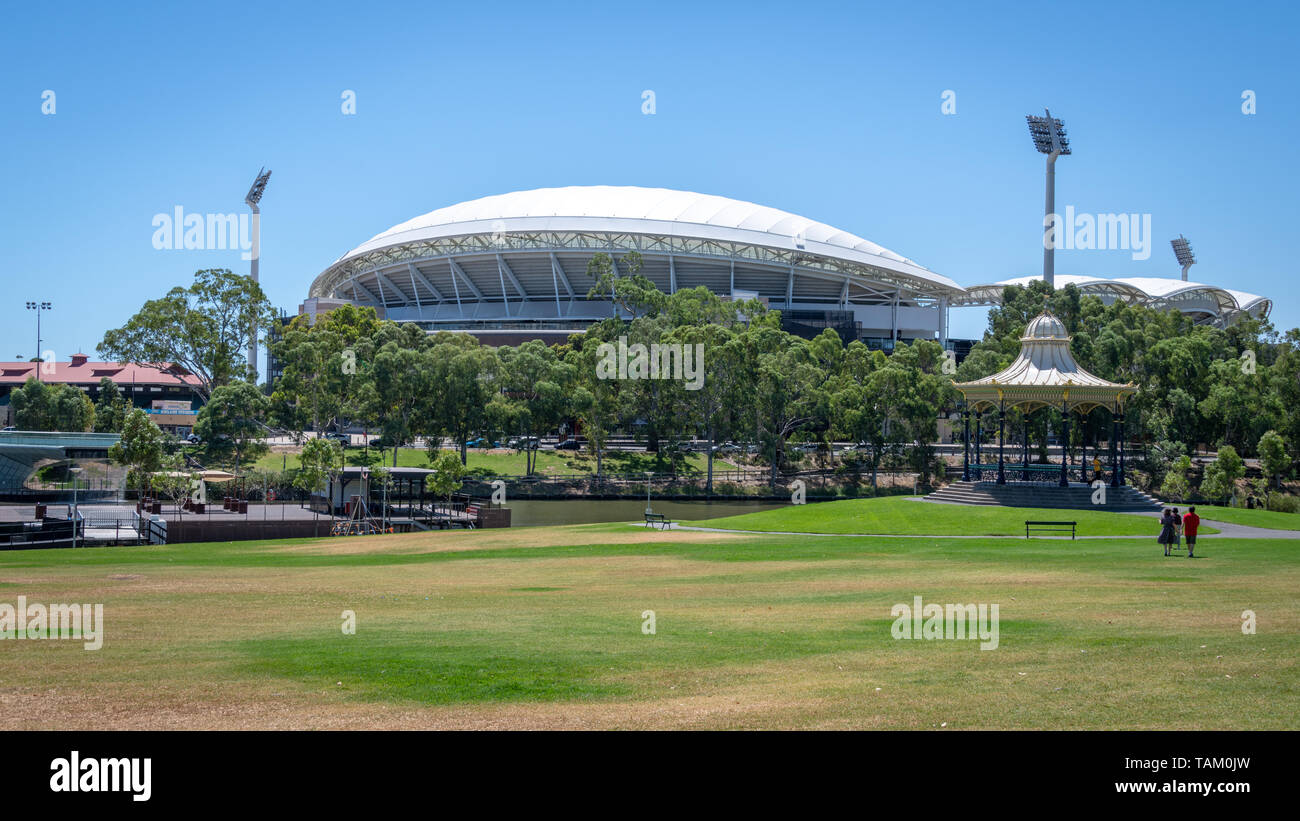 The Adelaide Oval Cricket Ground Across Park Stock Photo