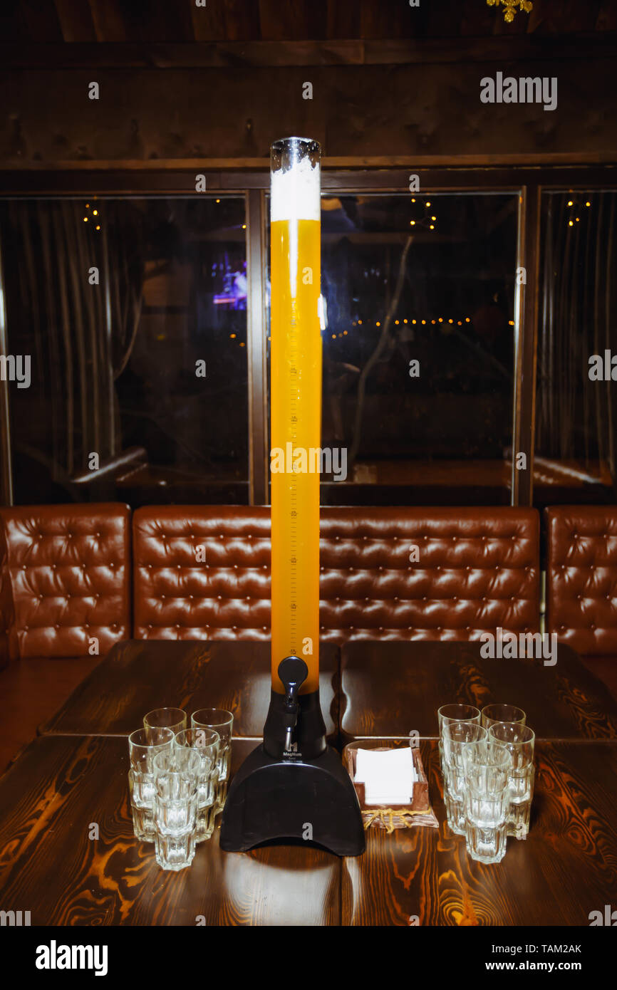 beer tower 5 liters on the table. beer for a big company in a pub Stock  Photo - Alamy