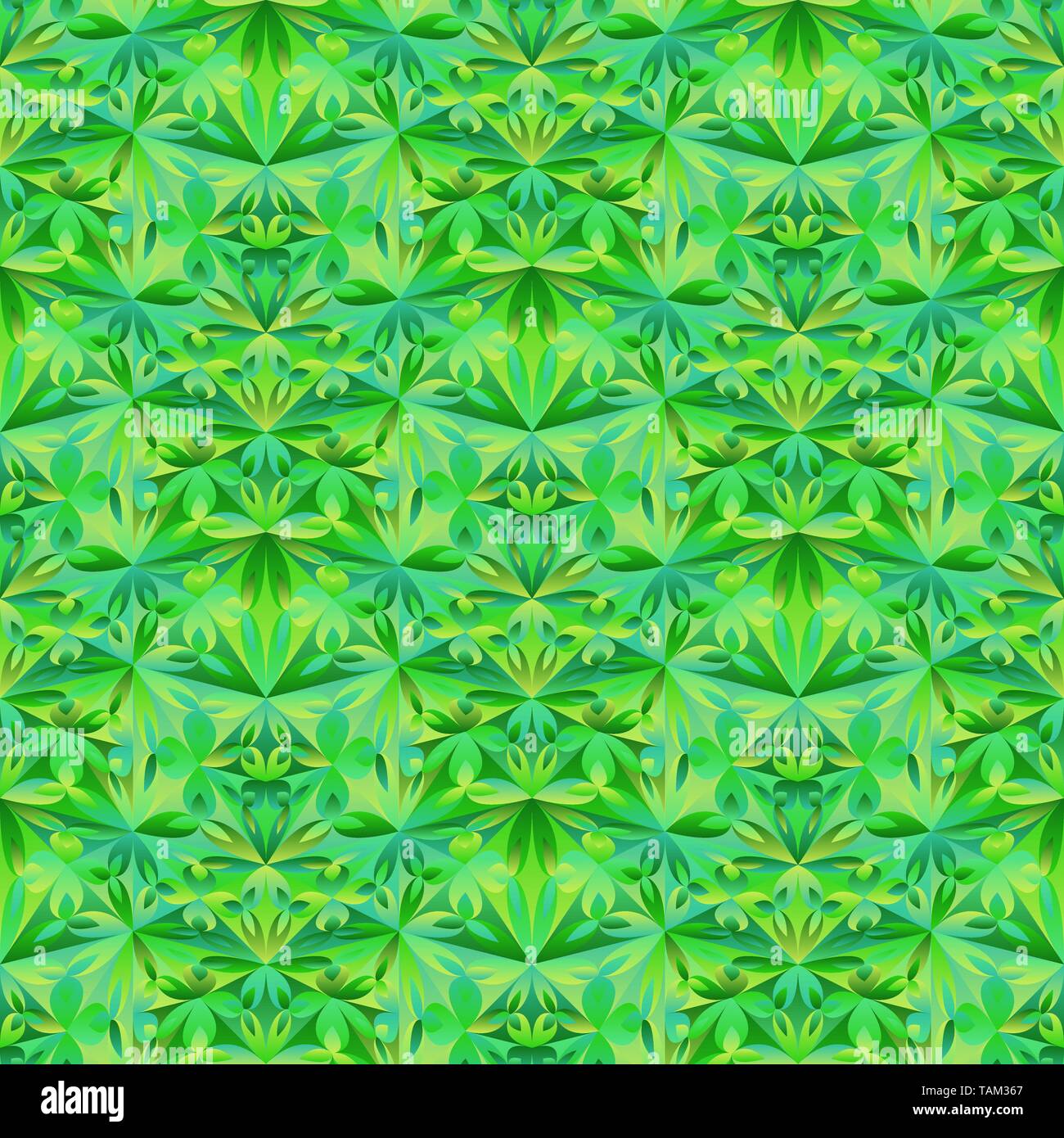 Polygonal seamless green triangular flower pattern background design Stock Vector