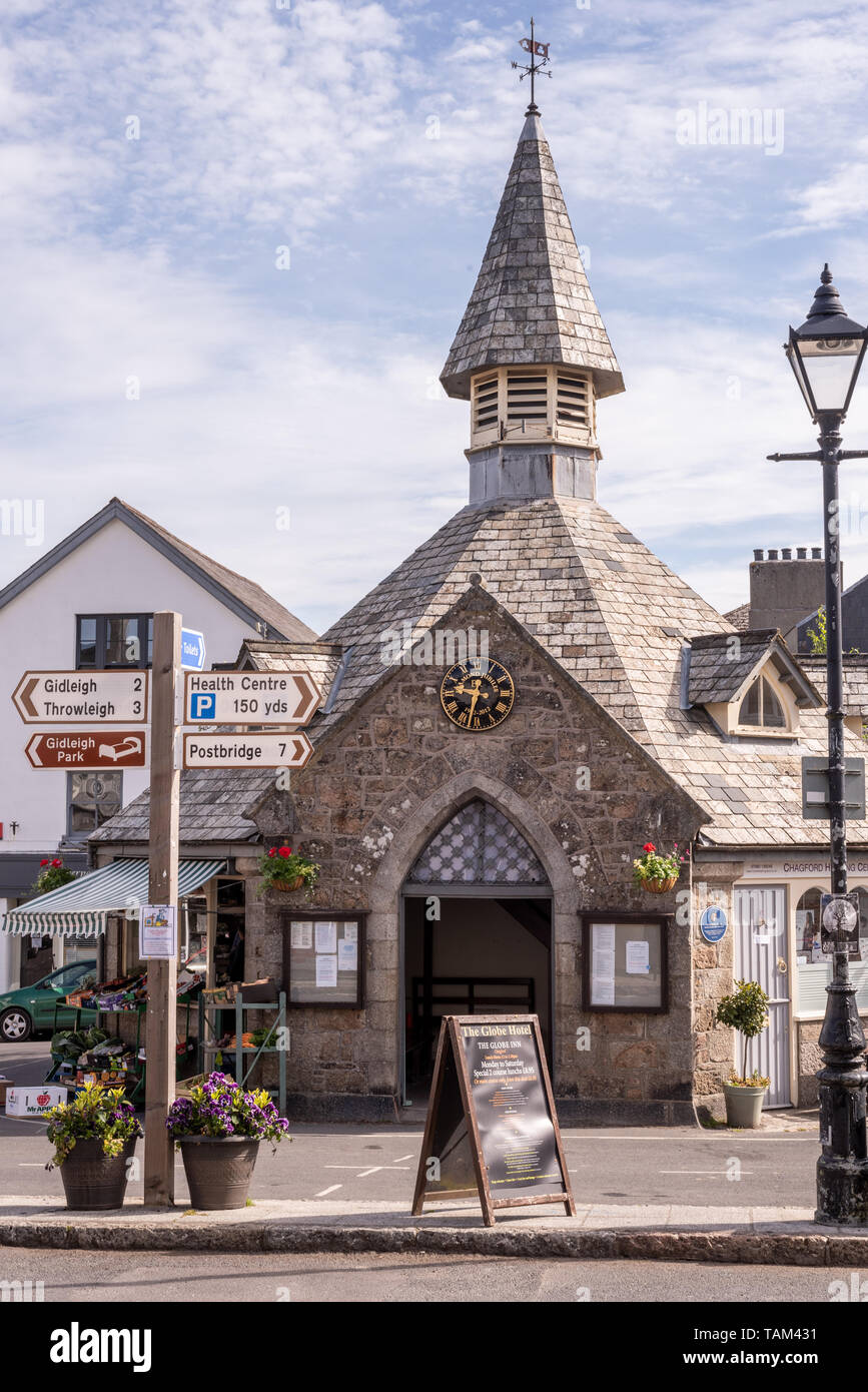 Pepperpot Market House, Chagford, Dartmoor, Devon, UK Stock Photo
