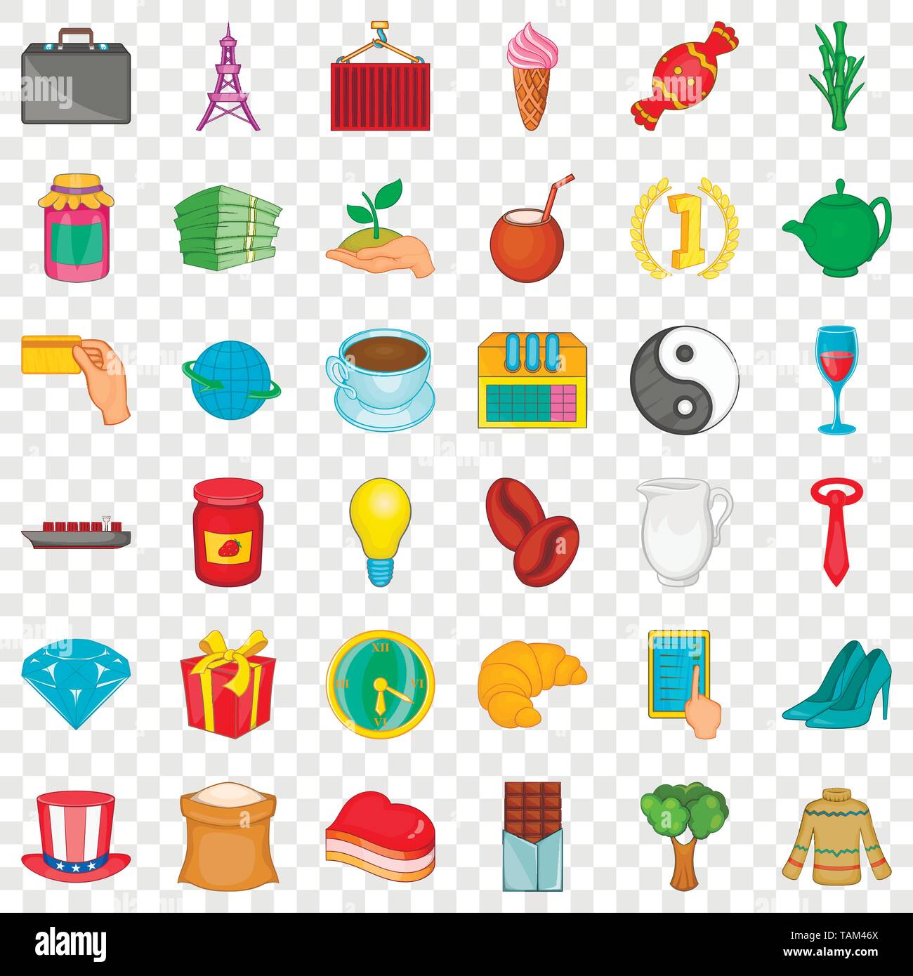 Kettle icons set, cartoon style Stock Vector