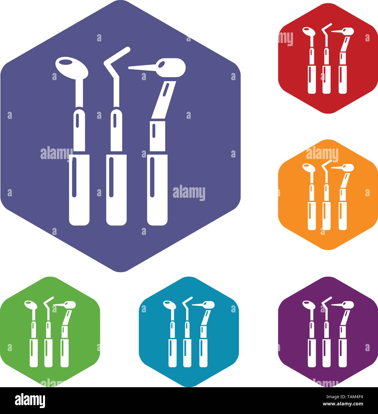 Dentistry tool icons vector hexahedron Stock Vector