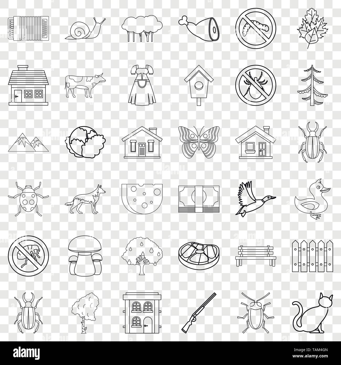 Weather icons set, outline style Stock Vector Image & Art - Alamy