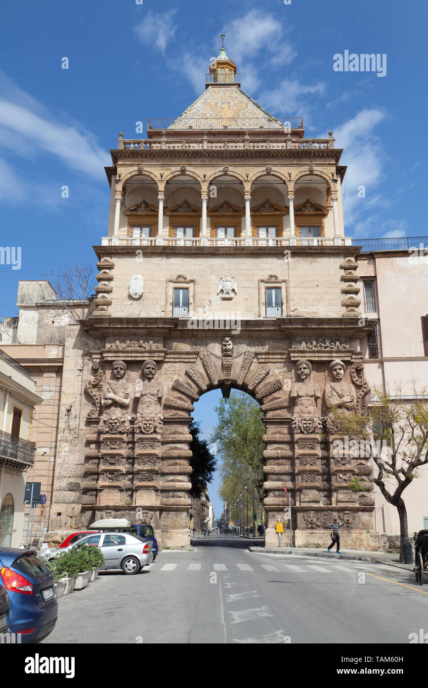Porta Nuova, Palermo, Sicily, Italy. Stock Photo