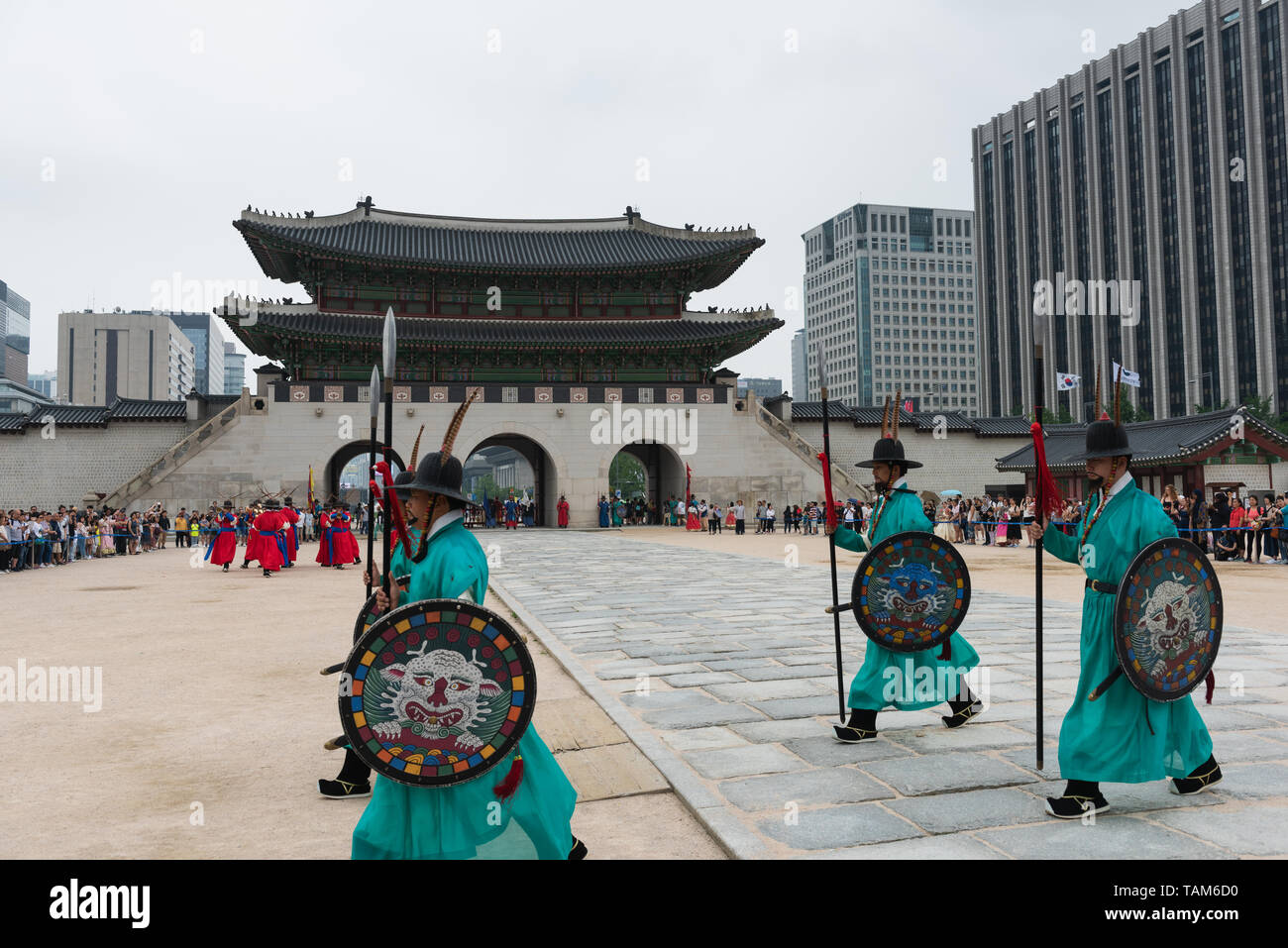 Changing of the Guards at Buckingham Palace in Seoul, South Korea Stock