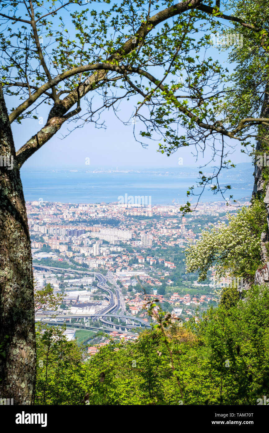 View From Castle Socerb In Slovenia To Adriatic Sea With Bay Of City view-from-castle-socerb-in-slovenia-to-adriatic-sea-with-bay-of-city